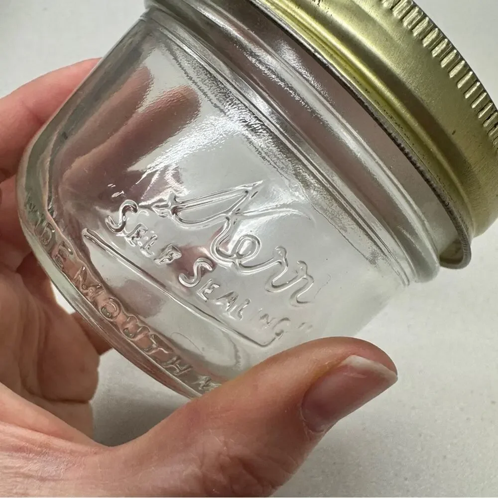 Vintage Mini Canning Jar Cross Stitch Bear Lid Home Decor
